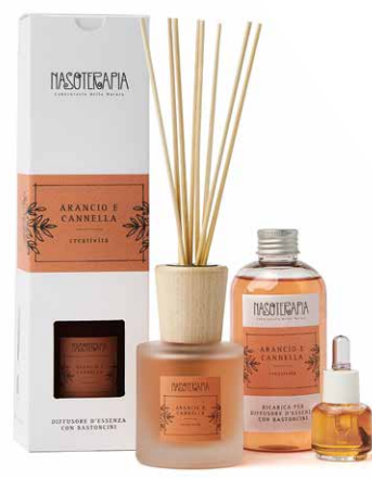 Diffusore Con Bastoncini Arancio Dolce e Cannella Nasoterapia