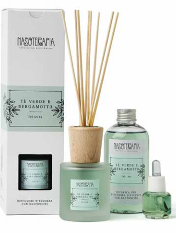 NASOTERAPIA Diffusore Di Aromi Con Bastoncini – Fragranza Sedano Selvatico E Fico – Capacità 200 Ml – Spegnimento Automatico